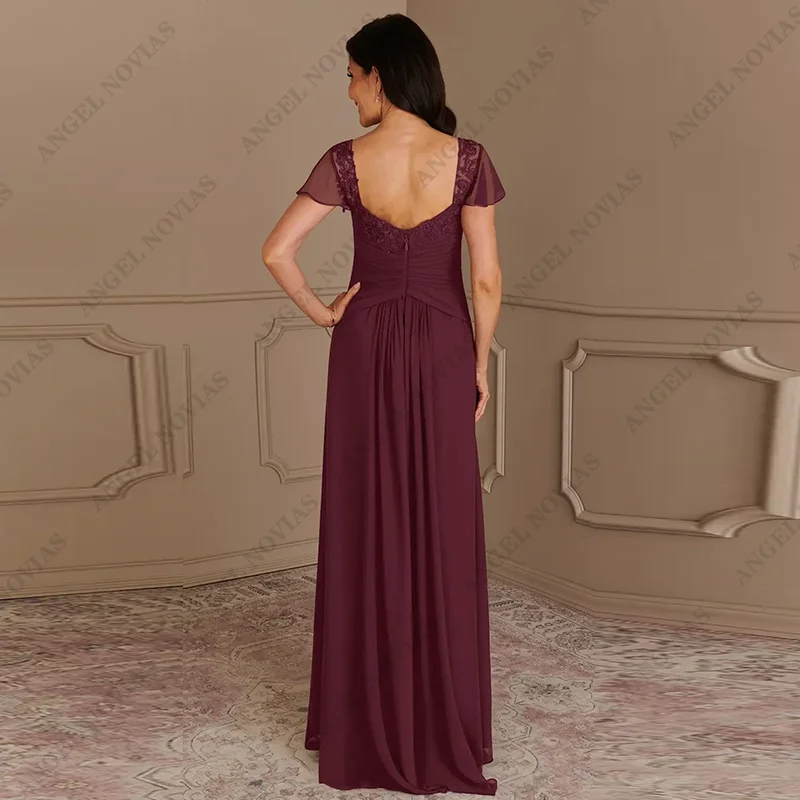 Vestidos largos personalizados para madre de la novia, color Burdeos, vestido de fiesta de boda, vestido de madre del novio largo y elegante, 2025