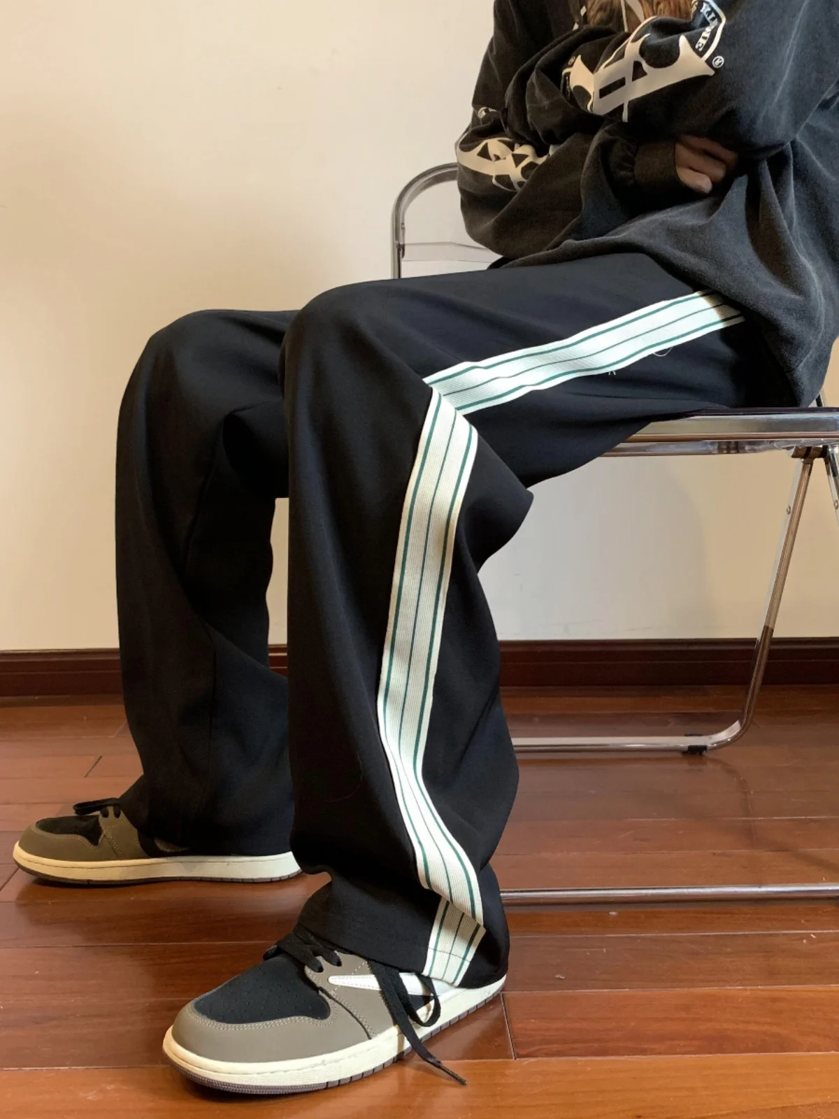 

Молодежные летние тонкие брюки из ледяного шелка свободного прямого кроя для мужчин, повседневные, модные, широкие, с эффектом прохлады