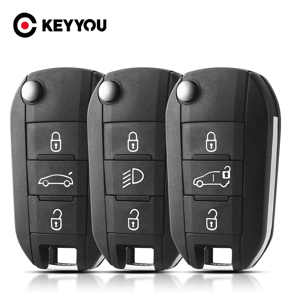 KEYYOU 1PCS NEW Remote Car Key Case For Peugeot 208 2008 301 308 508 5008 RCZ Expert For Citroen C-Elysee C4-Cactus C3 Light