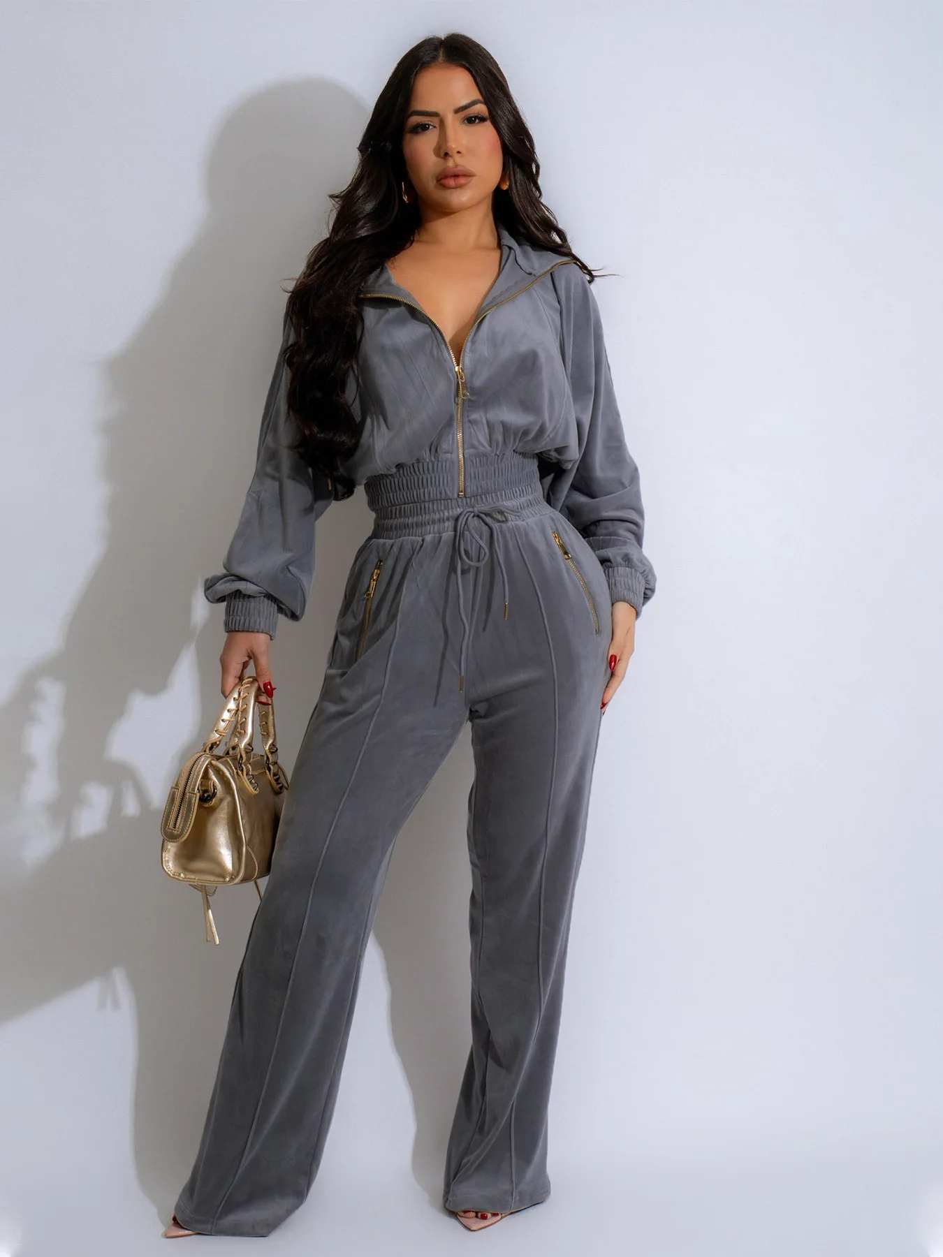 

Women Set Autumn Winter Velvet Long Sleeve Jacket And Straight Pants Set Sportswear Casual 2 Piece Set Joggers Set Tracksuit