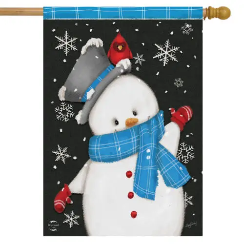 Jolly Winter Snowman House Flag Primitive Let It Snow 28