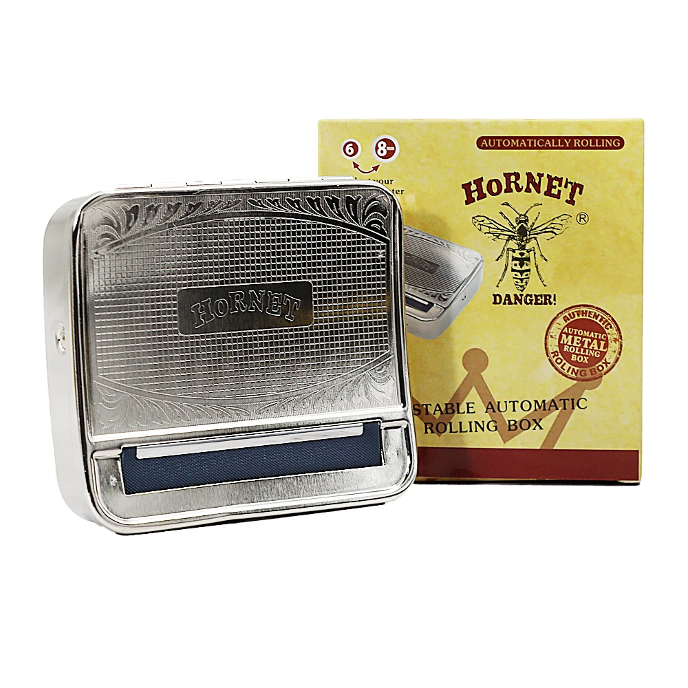 

HORNET Metal Automatic Rolling Box 70MM / 78MM Silver Cigarette Maker Metal Rolling Machine Case