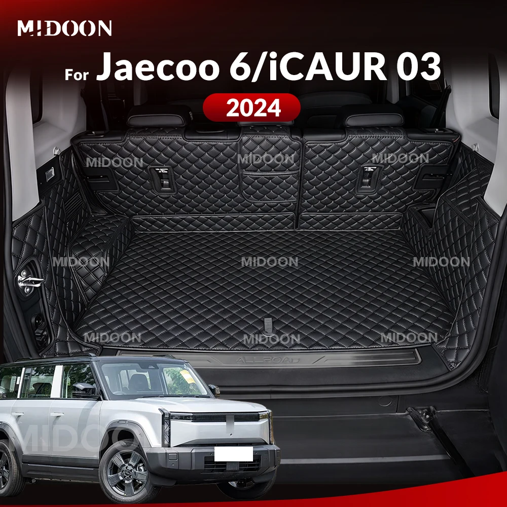MIDOON For ICAR Jaecoo 6/iCAUR 03 2024 Car Trunk Mat Cargo Liner PU Leather Full Cover Waterproof Interior Accessories
