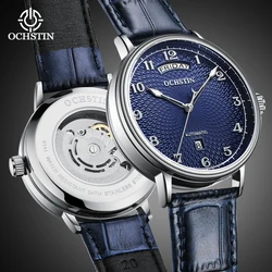 OCHSTIN Business Mens Watch New Automatic Wristwatch Auto Date Week Male Clock Leather Strap Mechanical Watch for Male