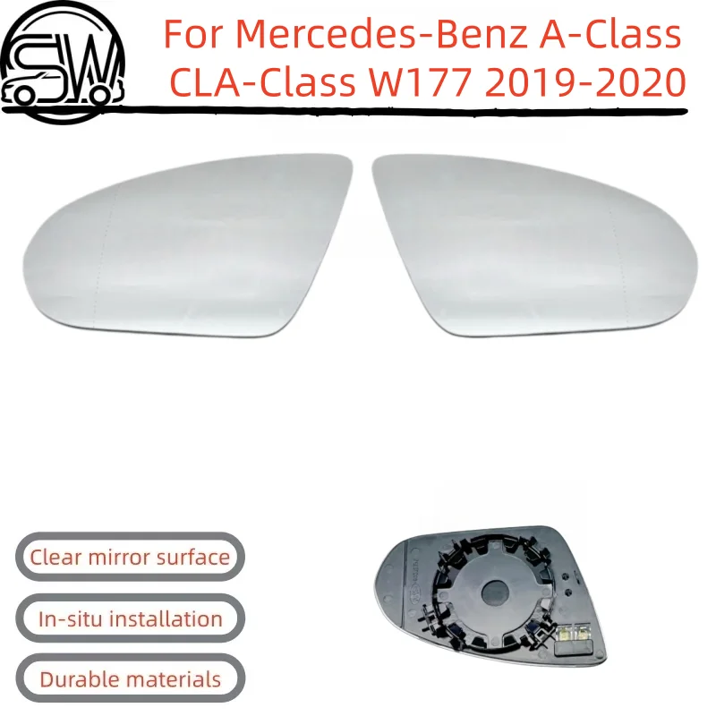 For Mercedes-Benz A-Class CLA-Class W177 2019‑2020 Rearview Mirror Glass With Heating.