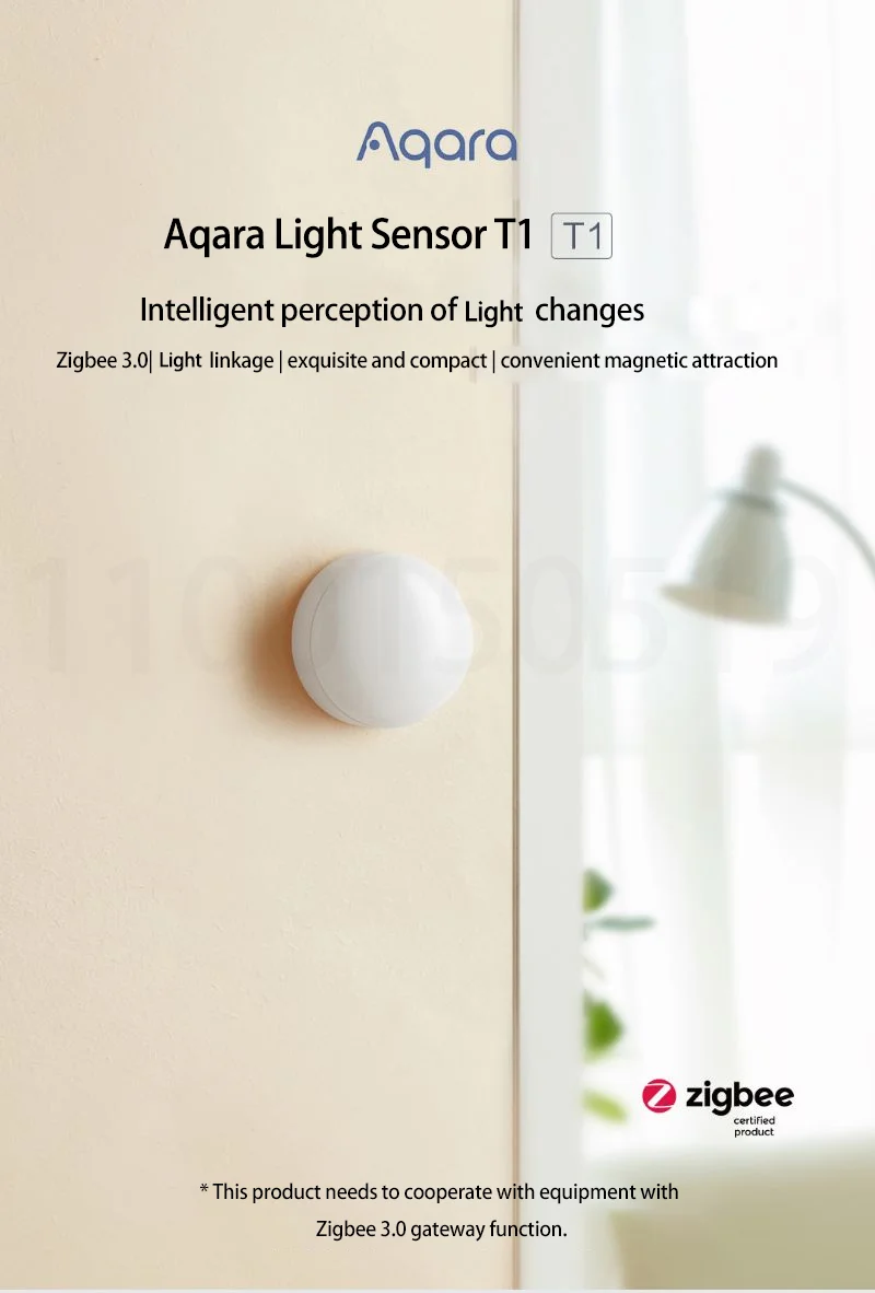 Aqara Light Sensor T1 Brightness Sensor Zigbee 3.0 Smart home Light Detector Magnetic APP Control Aqara Home Homekit APP