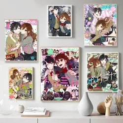 Horimiya Anime Self-adhesive poster Kraft Paper Prints and Posters Home Room Bar Cafe Decor Art Wall Painting