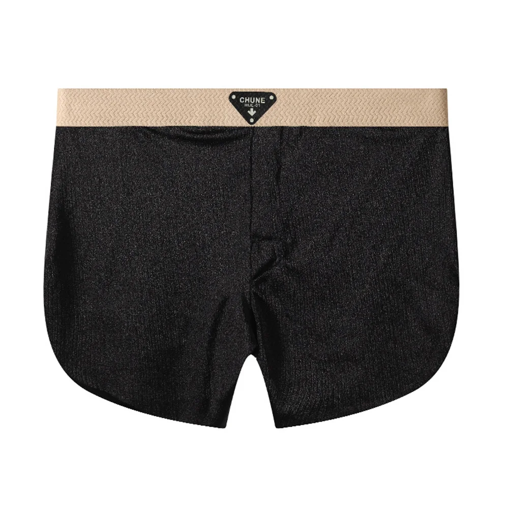 Ice Silk Seamless Boxer Shorts for Men Featuring Flowing Gold Thread Loose Fit Mid Waist Underwear for Comfortable Wear