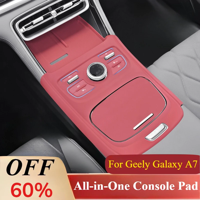 For Geely Galaxy A7 All-in-One Console Pad - 3PCS Silicone Protector for Armrest, Cup Tray & Charging Area