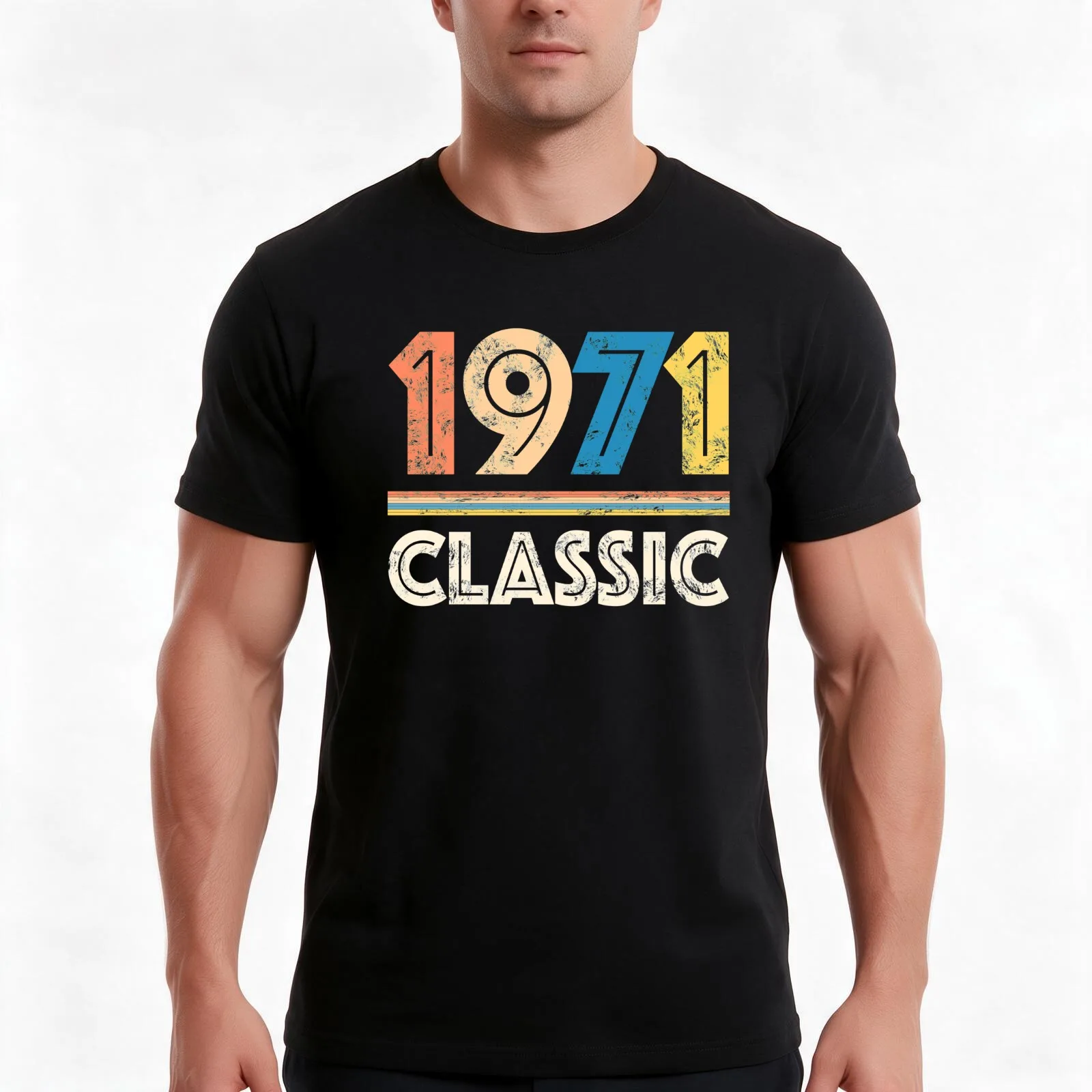 Vintage RETRO 1971 birthday T-Shirt, Summer Casual Cotton Tee, Oversized Streetwear Tops, Vintage Graphic Print, 100% Cotton