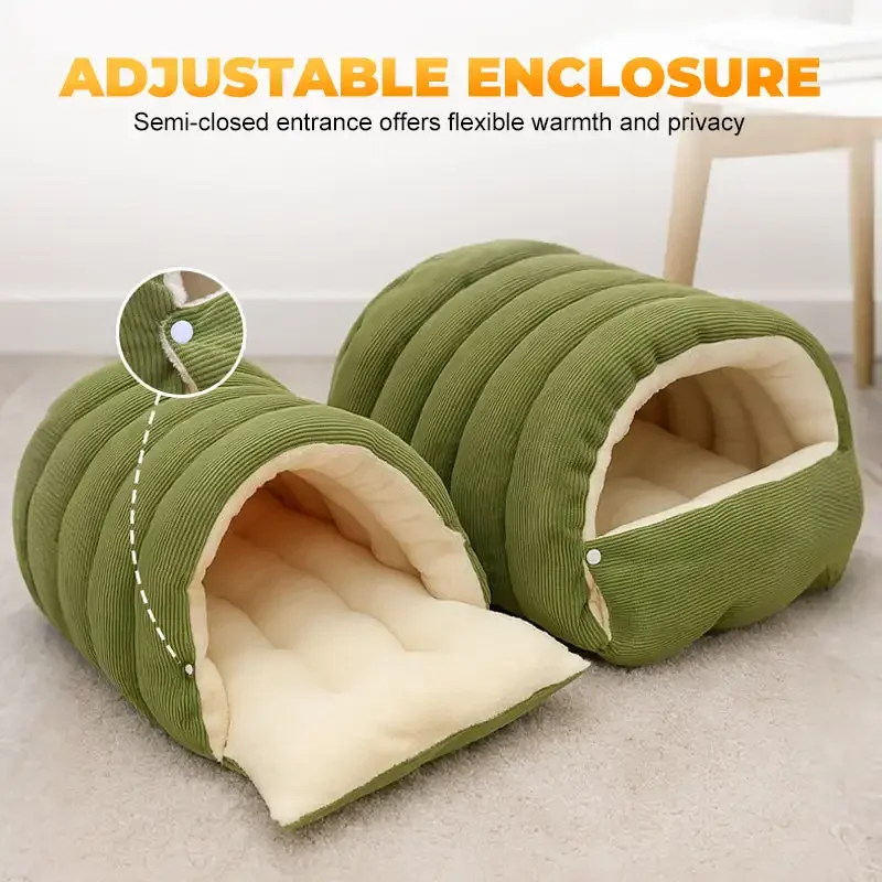 

Winter Thermal Plush Cat Bed Winter Warm Enclosed House with Removable Washable Cover for Cats Small Pets Anxiety Relief