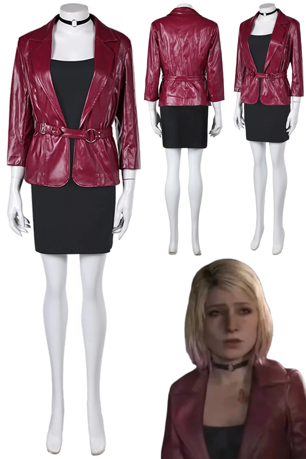 Maria Cosplay Game Silent Cosplay Hill 2 Re Costume Women Disguise Wine Red Jacket Dress Outfits Female Role Play Halloween Suit