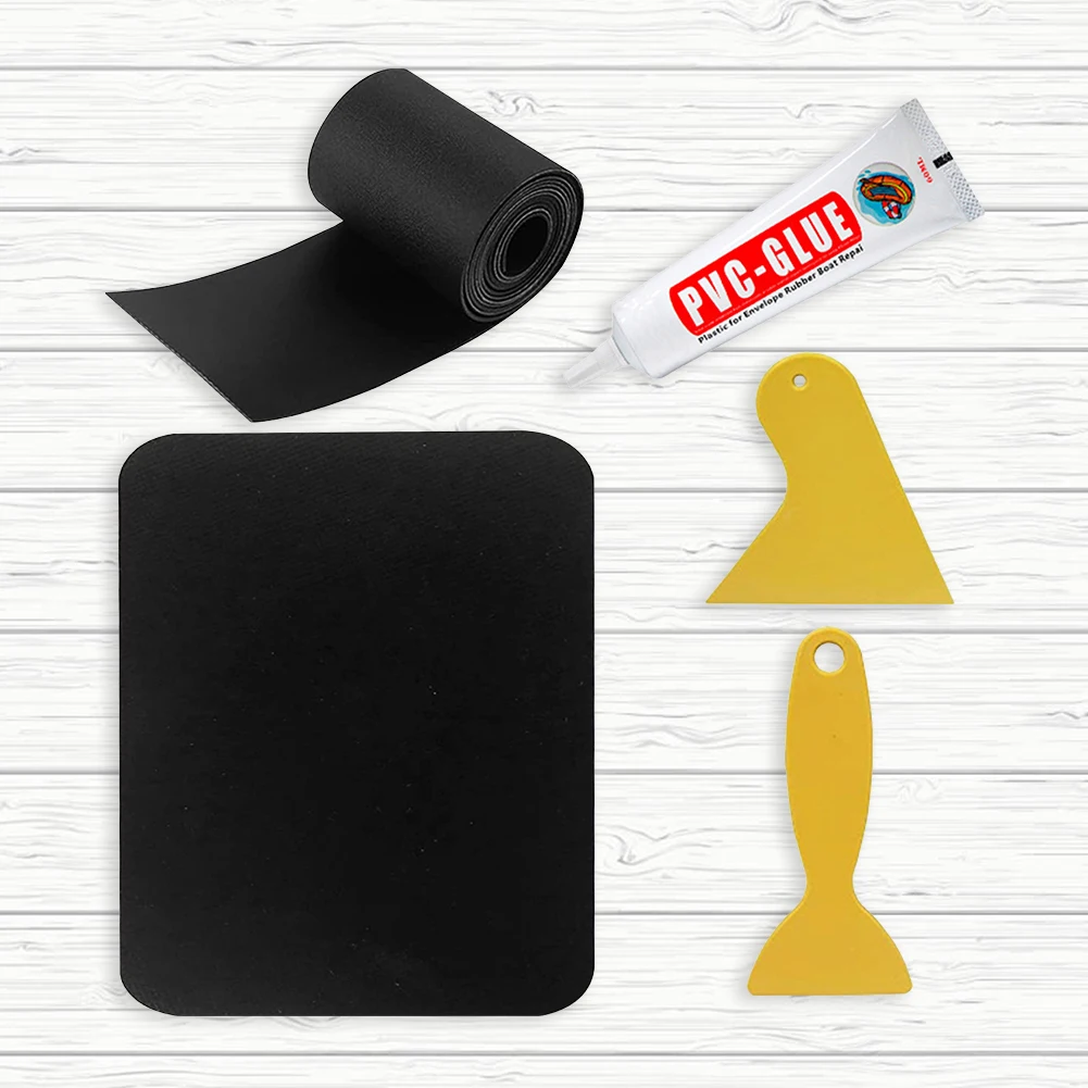 5Pcs/Set Kayak Patches with Glue PVC Inflatable Boat Patches Waterproof Air Beds Repair Patches for Swimming Pools Canoe