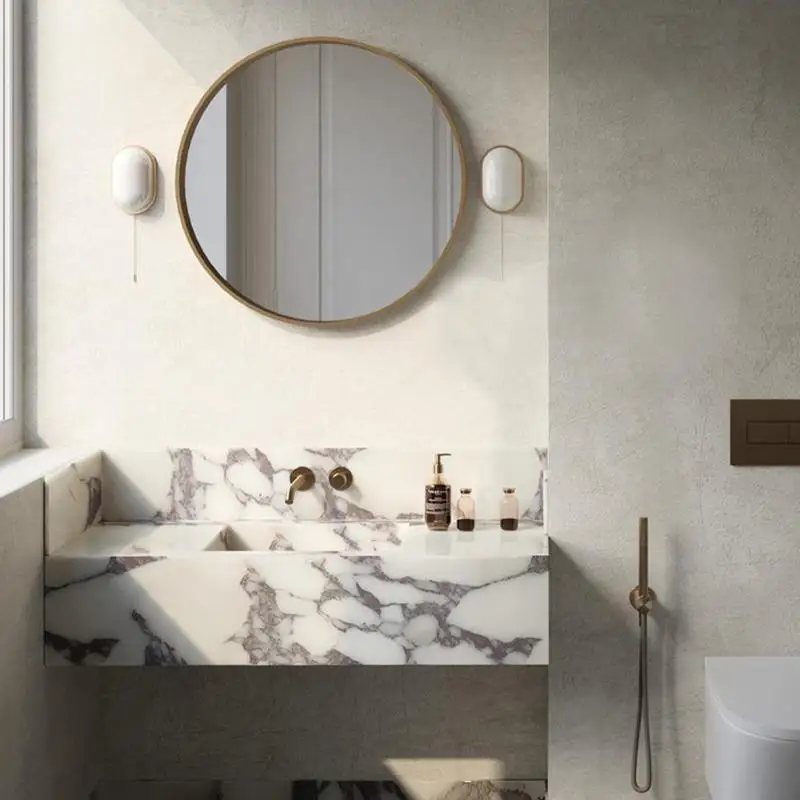Freestanding Slate Luxury Stone Vanity Set:Wall-Hung Undermount Sink, Floating Bathroom Console&Hotel Grade Storage