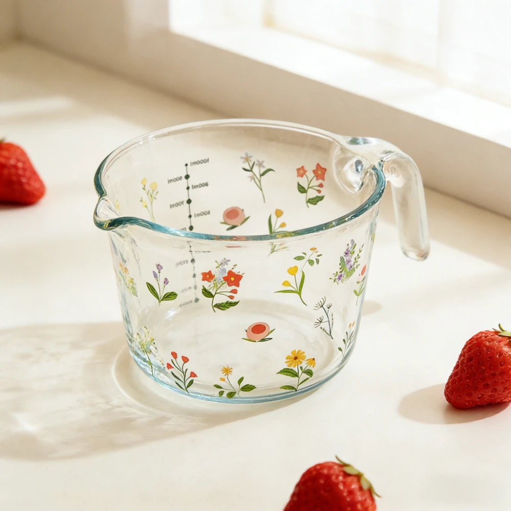 Large-capacity Glass Measuring Cup Household Baking and Microwave-specific Glass Cups Egg Liquid Filtration and Measurement Cup