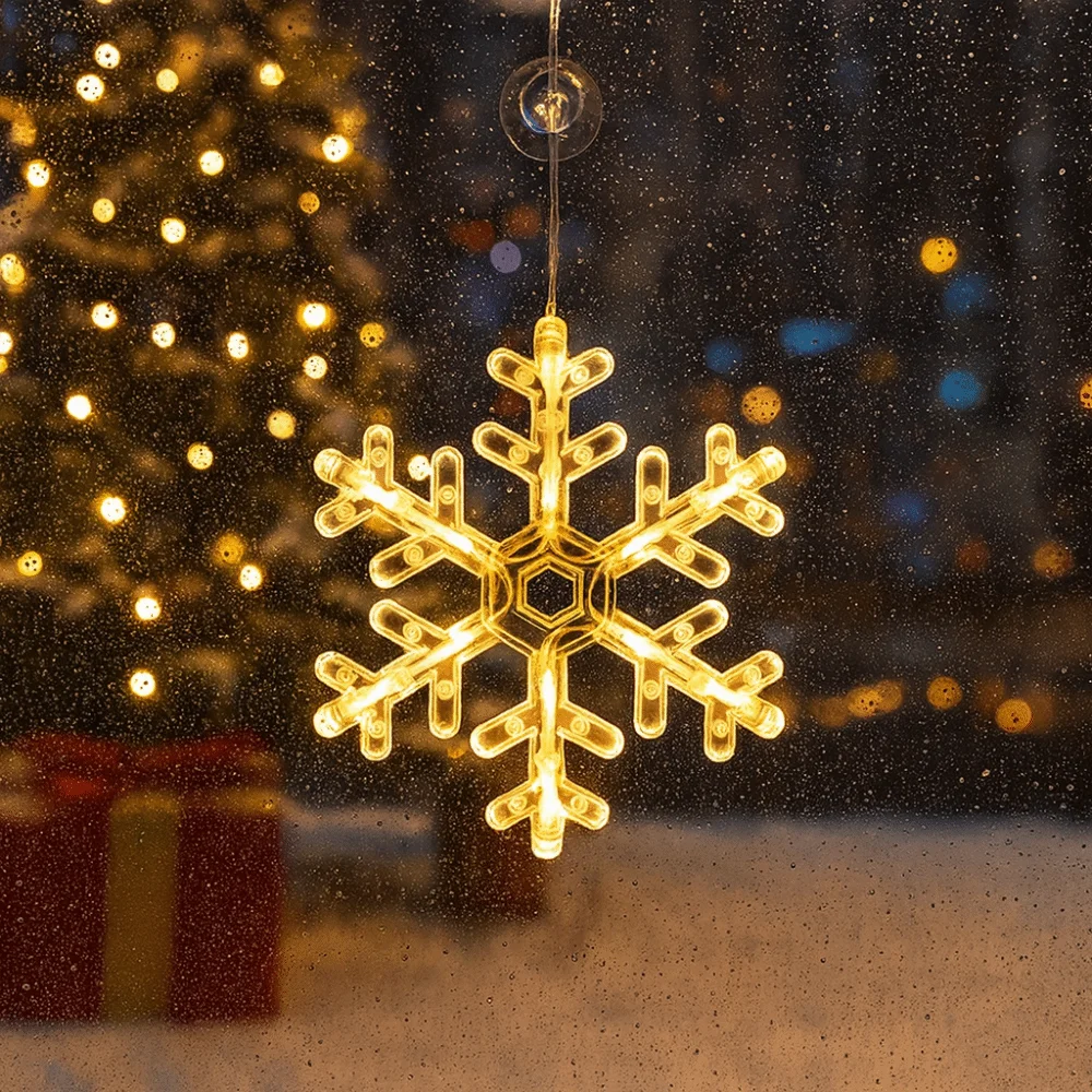 Suction Cup Design Christmas Window Lights Snowflake Hanging Christmas LED Light Sucker Lamp New Year Celebration