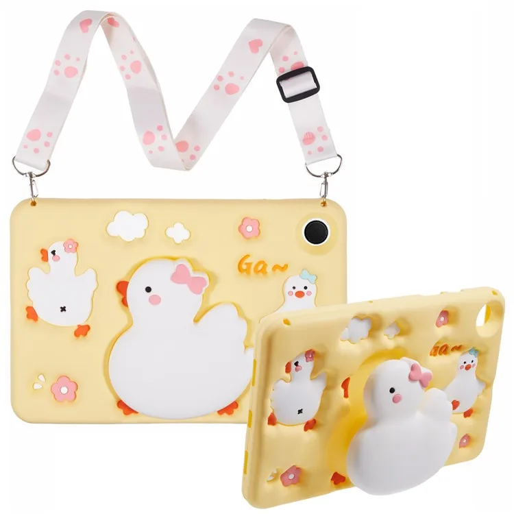 

For Samsung Galaxy Tab A8 10.5 (2021) / X205 Silicone Tablet Case 3D Duck Pattern Design Protective Cover with Shoulder Strap