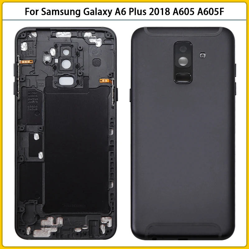 

Для Samsung Galaxy A6 Plus 2018 A6 + A605 A605F металлическая средняя рамка задняя крышка батарейного отсека задний корпус объектив боковые кнопки