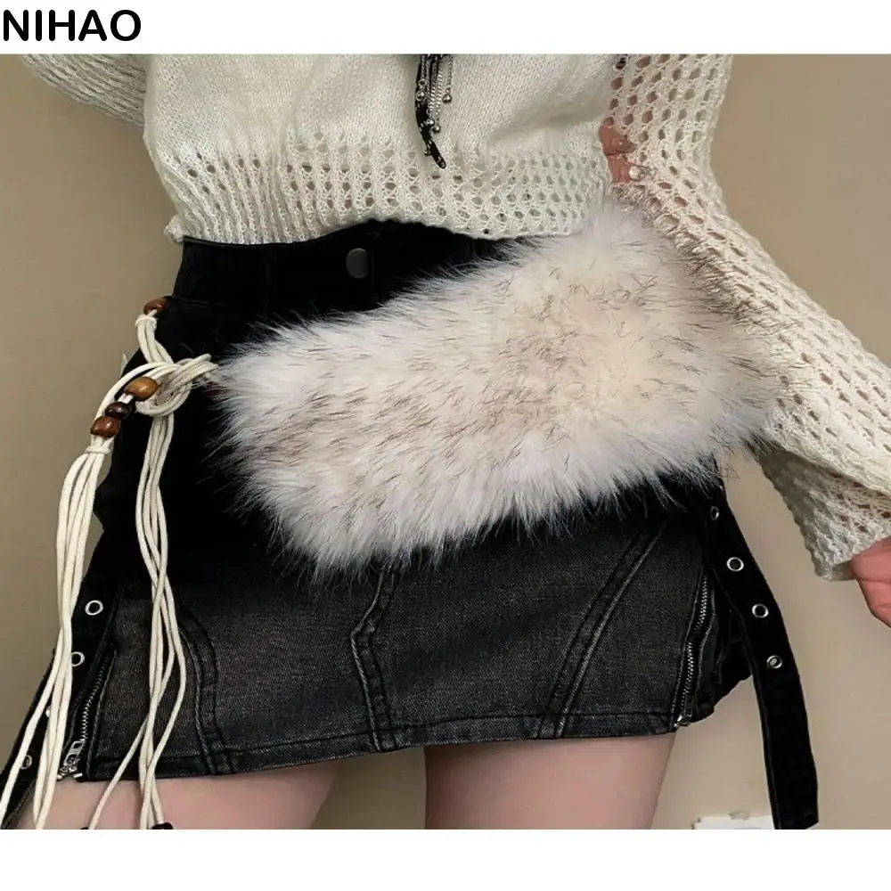 

Шарф с меховым воротником для девочек Y2K, милый стиль, крутой вид, пушистый пояс, пикантный корейский стиль, поясная веревка, аксессуар на талию