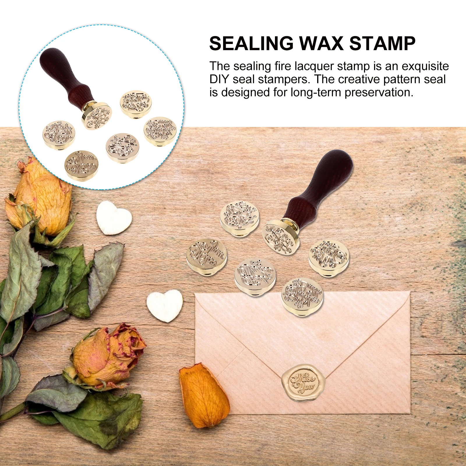 

6 Pcs Copper Wood H Stamp With H DIY Decor Scrapbook Invitation Greetings Stamps Craft Favor