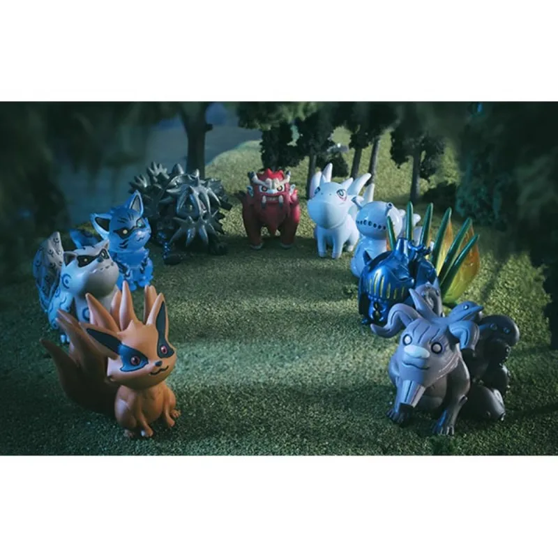 Spot autentico, versione anime Hokage Q, nove code, bestia coda infanzia, scatola uovo bambola PVC figura classica migliore collezione