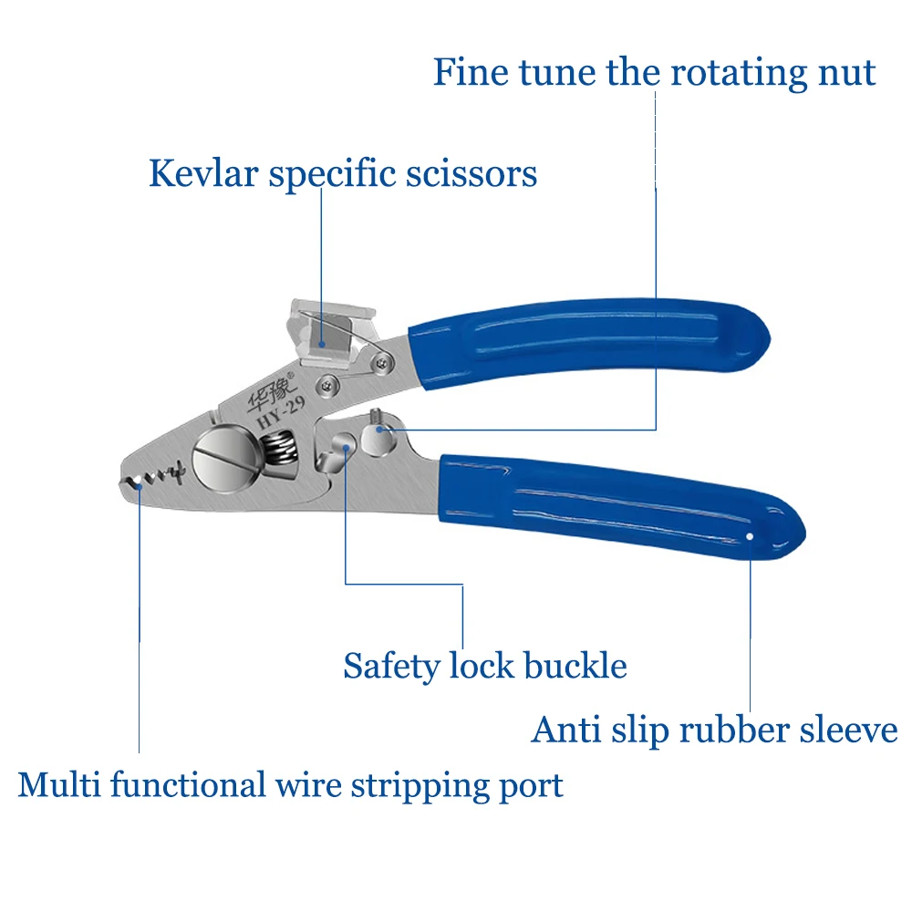 New 6 IN 1 Fiber Stripper Pliers Optical Cable Stripper Single Mode 0.9mm 2.0mm 3.0mm Fiber Optic Miller pliers FTTH Tools