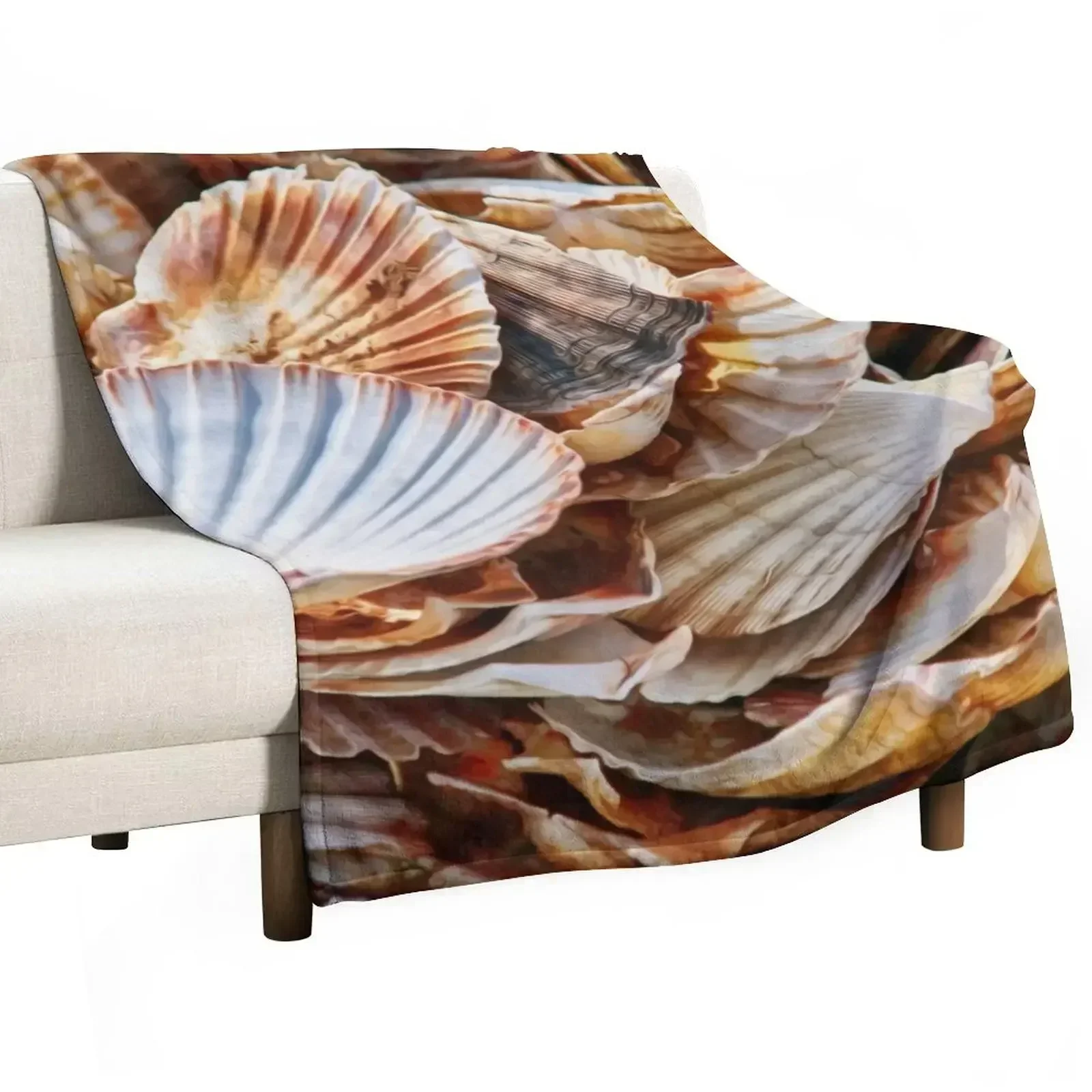 New Seashells, Seashells Throw Blanket Cute funny gift For Sofa Thin Flannel Blankets