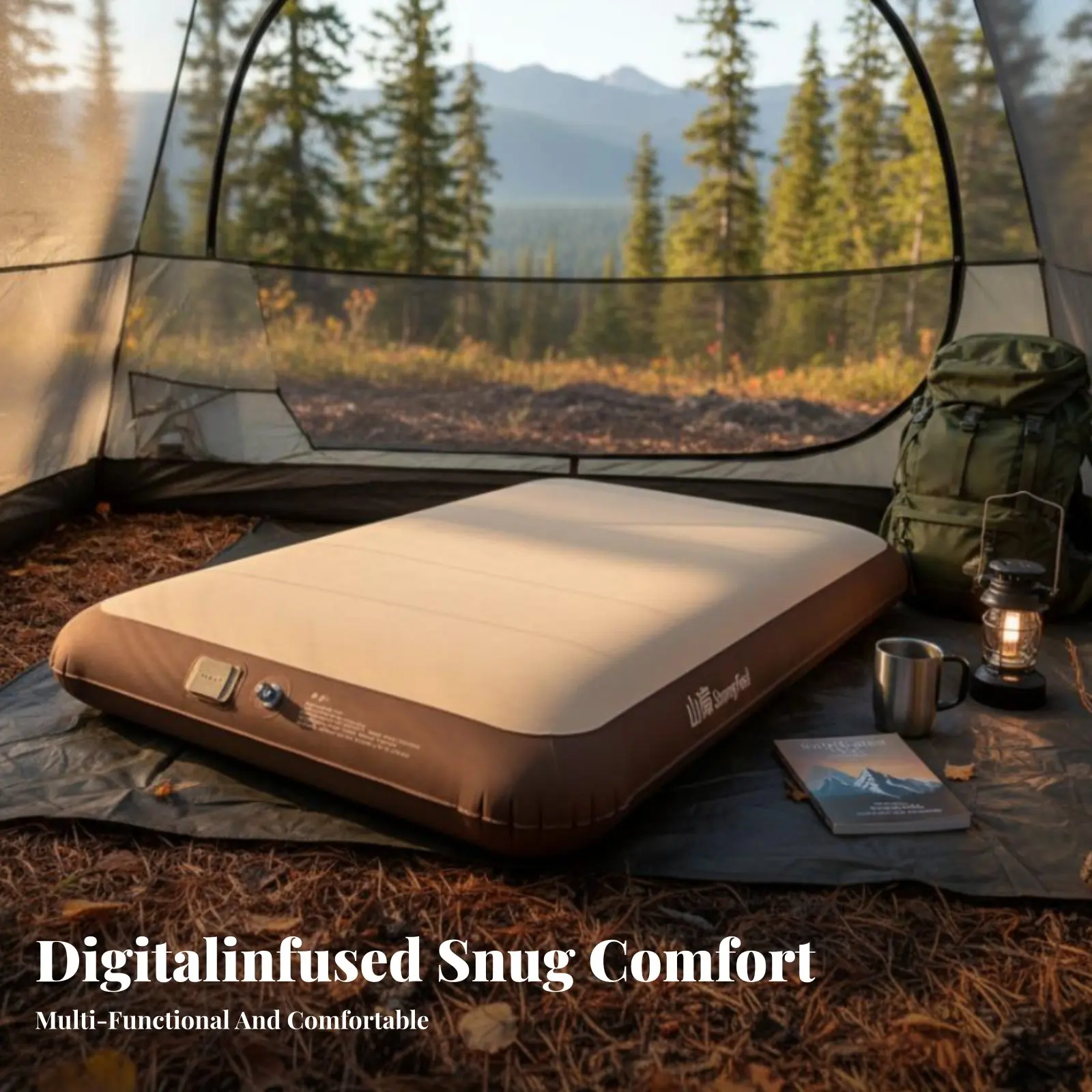

Camping Inflatable Mattress, Brushed Air Bed, Ergonomic Design, Fast Inflation, Home & Outdoor Use