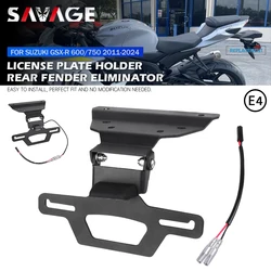 Folding License Plate Holder For SUZUKI GSXR 600 GSX-R 750 2011-2024 Motorcycle Fender Eliminator LED Light Tail Tidy Support