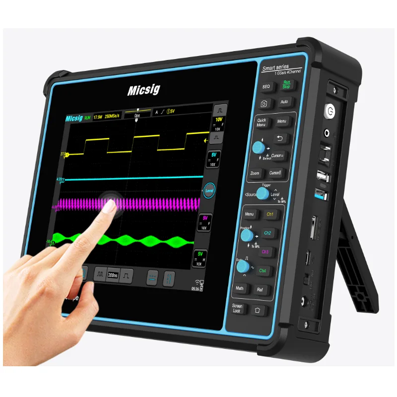 STO1004 Tablet Oscilloscope 4 Channel Digital Oscilloscope 100MHz Bandwidth Handheld Full Touch 1GSa/s Sampling Rate Depth 70Mp