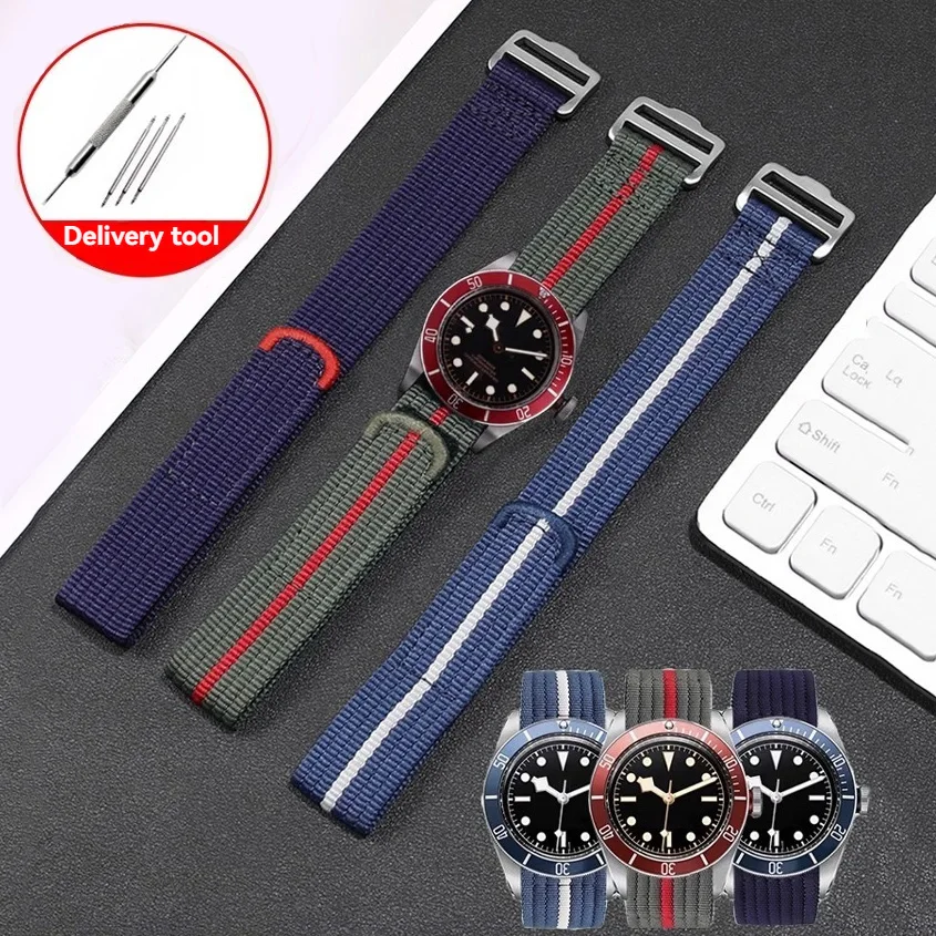 High Quality Nylon Watch Strap for Tudor Submersible FXD Limited Edition Series M25707 Black Bay Outdoor Sports Wristband 22mm