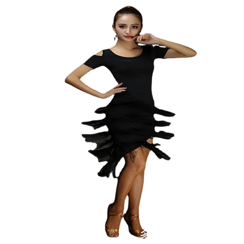 Multi-layer Fringe Latin Dance Skirt Practice Dress Rumba Dance/Salsa Dance Latin Dance Tassel Dress Professional Suit Female