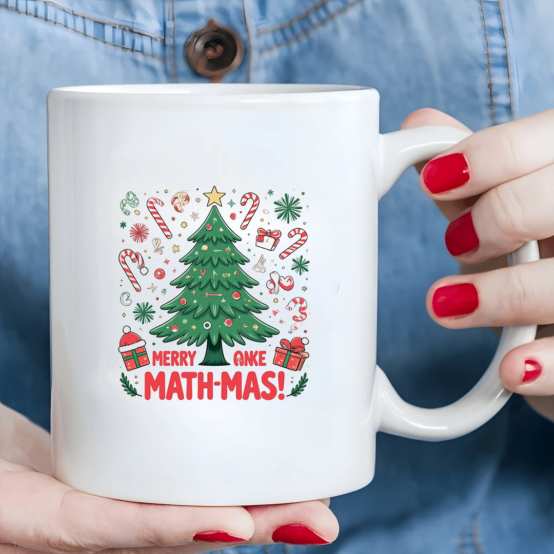 

11oz Christmas Tree Cartoon Mug Kids Hot Drink Cup Christmas Gift Home Study Cup MATH-MAS Christmas Party Cup
