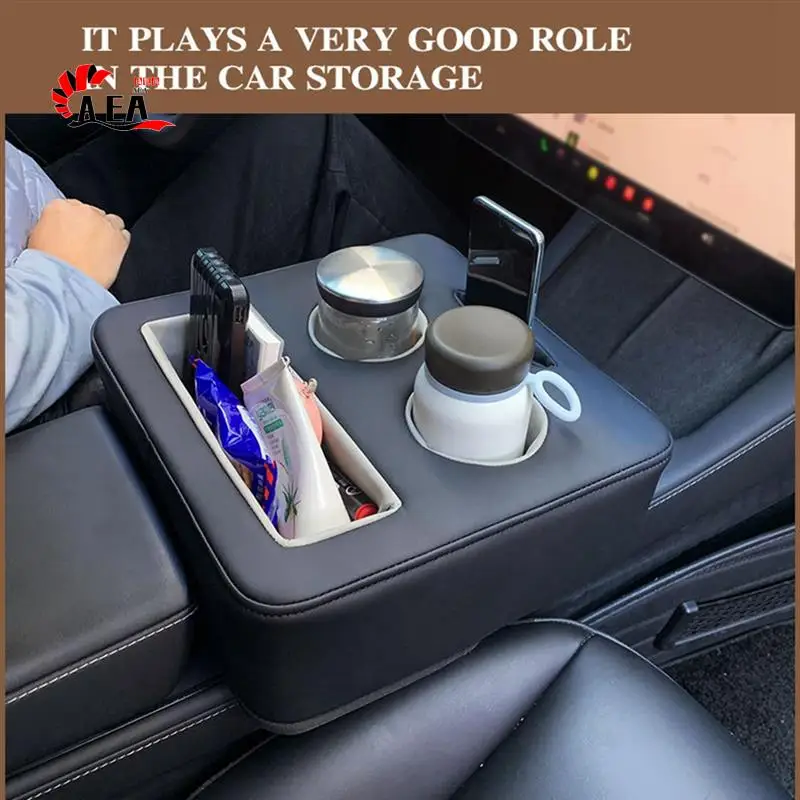 

AEA0-Backseat Cup Holder For Car, PU Cup Holder For Couch Sofa Bed, Car Cup Holder For Back Seat Tray Organizer