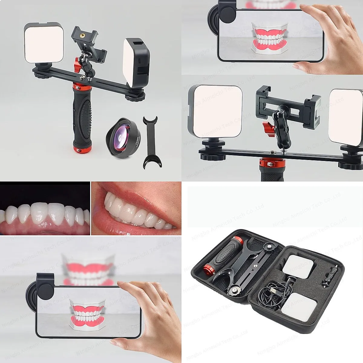 Dentals Dual LED Photography Bracket with Macro Lens 75mm 100mm for Electric Oral Care Metal Flash Photography