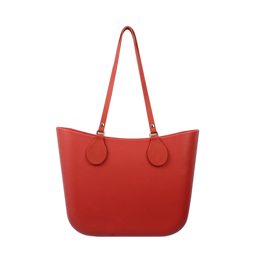 New Arrival Tanqu Long Edge Painting Handles Leather Flat PU Belt Drop End with Silver Rivet for OBag for EVA O Bag Body