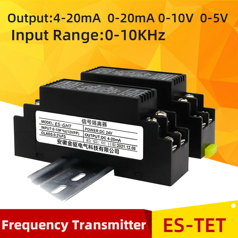 Frequency Transmitter 0-50Hz Input 0/4-20mA 0-5/10V Output DC24V Power Supply Frequency Sensor Transducer