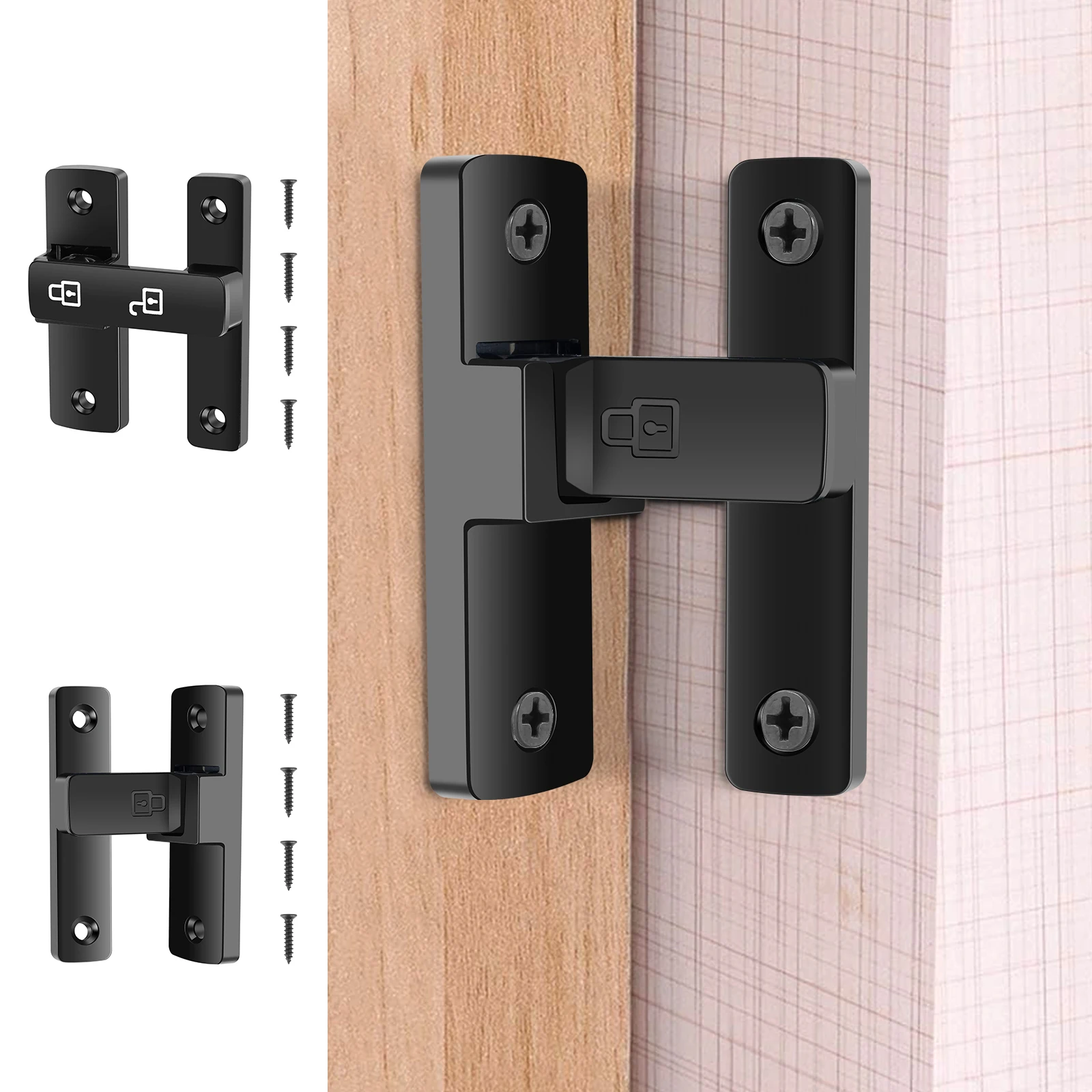 

Flip Latch Lock 90/180 Degree Sliding/Swinging Door Latch Lock Heavy Duty Flip Gate Latch Lock with Luminous Safety Barn Fence