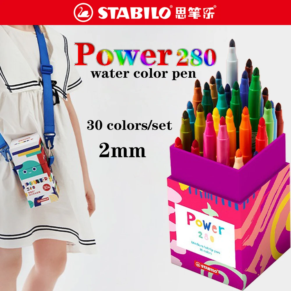

30 цветов/набор акварельная ручка Stabilo, подарочная коробка, 280 цветных маркеров на водной основе, 2,0 мм, канцелярские принадлежности Kawaii, школьные принадлежности для рукоделия