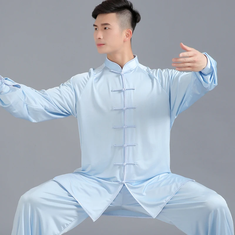Milk Silk Tai Chi Costume - Chinese Style Martial Arts Performance & Training Set for Spring & Autumn (Unisex)