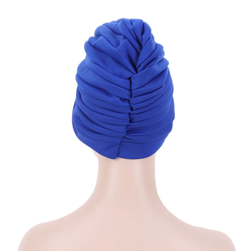 Lastest Satin Loop Ruffled Turban Chemo Cap for Women Pleated African Head Wrap Wedding Bonnet Nigeria Headties Turbante Mujer