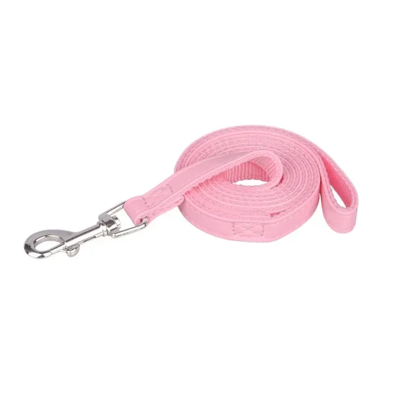 Size 120cm Pet Leashes PU Leather Padded Nylon Dog Training Rope Leads For Dog Cat Walking Puppy Leash Blue Black Red Pink