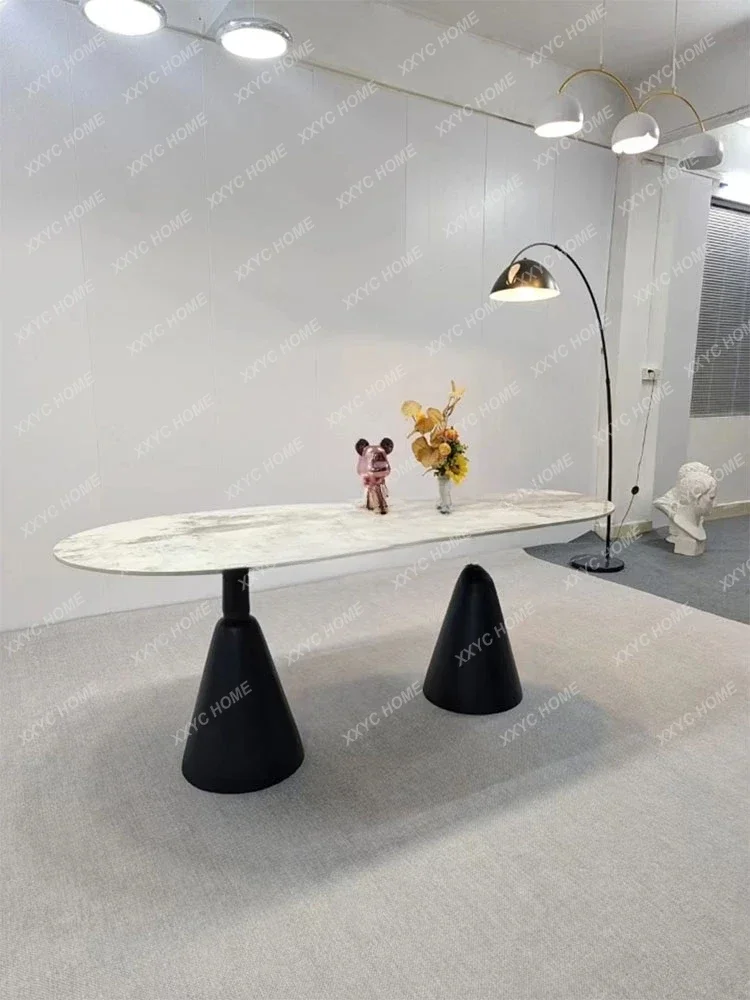 

Овальный обеденный стол из натурального мрамора, круглый стол из каменной плиты