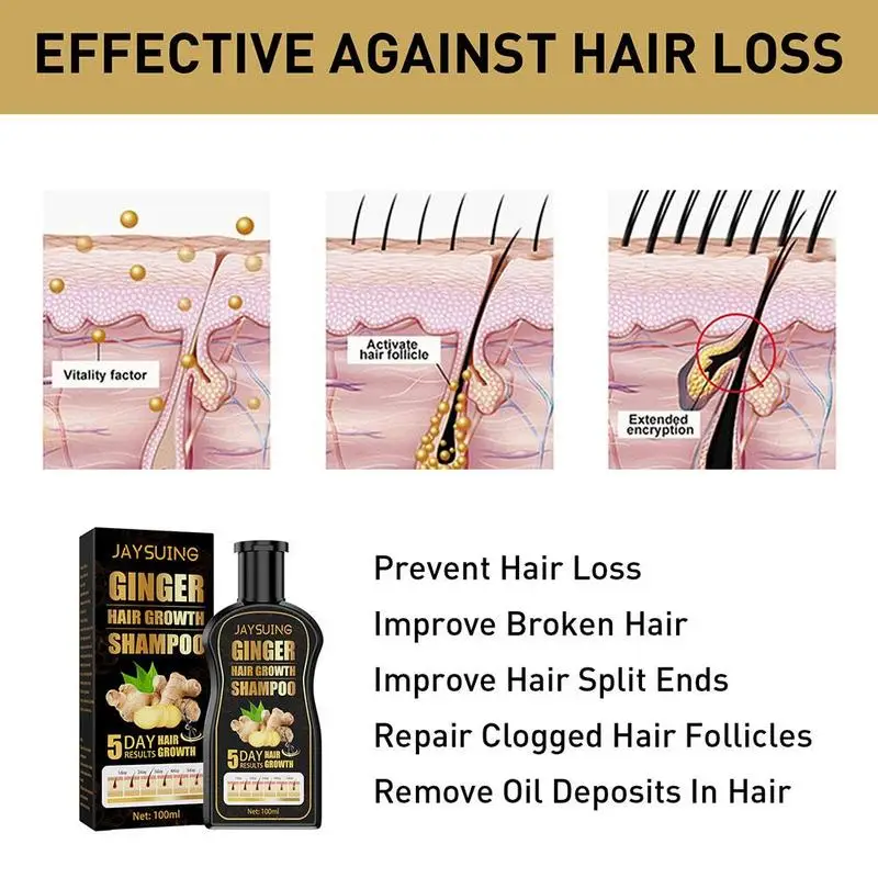 Natural Thickening Shampoo Ginger Hair Shampoo Oil Control Hair Growth Shampoo Deep Cleansing Professional Hair Treatment