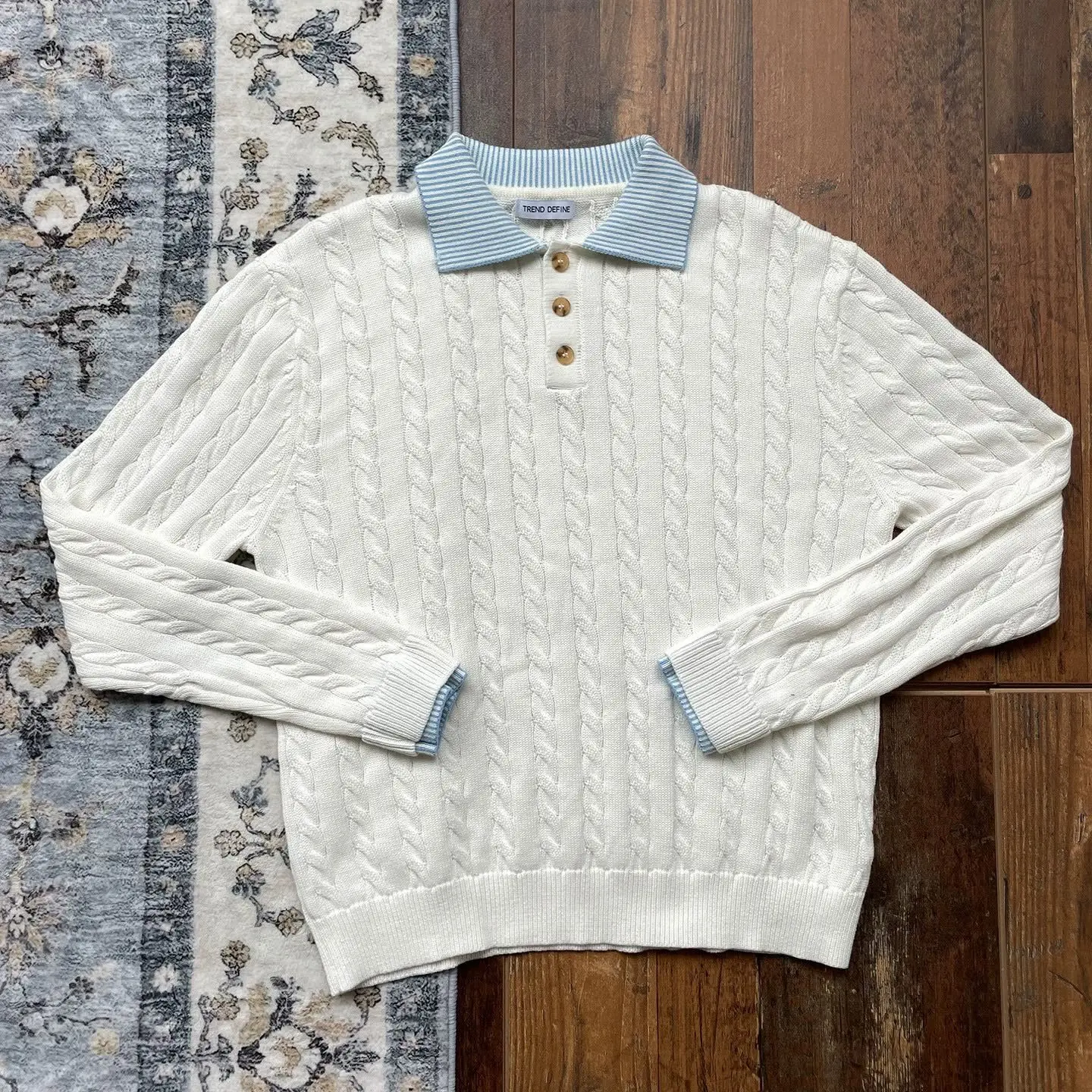 

Retro Twisted Fake Two-Piece Knitted Sweater Loose Men's Autumn Commute Quali Long Sve irt Casual Faion Top