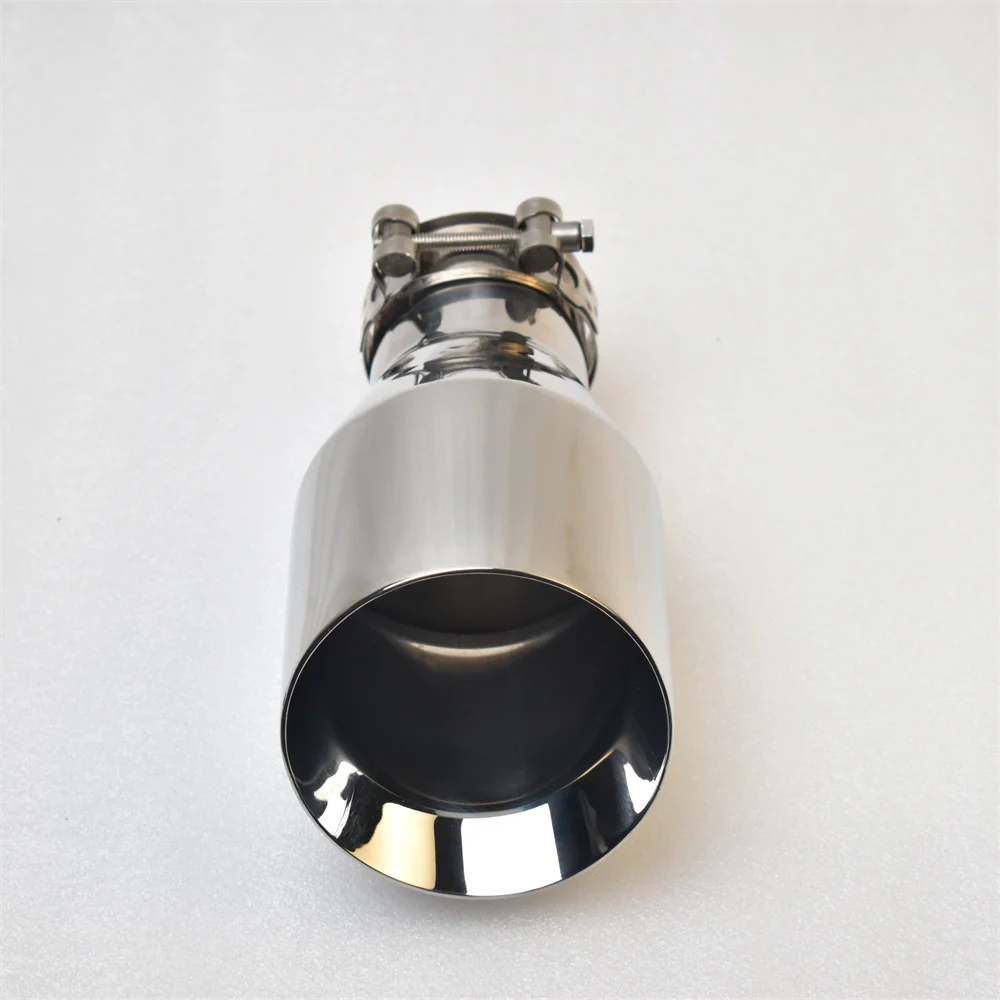 MILLTEK SPORT 304 Stainless Steel Exhaust Tip 2.5 Inch Inlet 4 Inch Outlet 6.9 Inch Long Slant Mount Tailpipe Nozzle