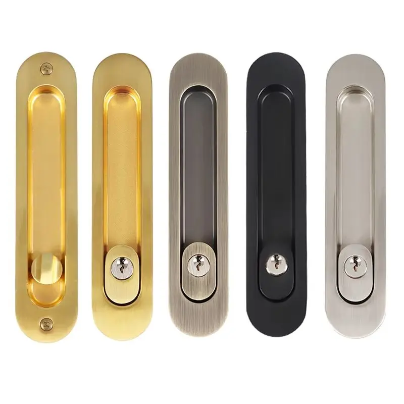

Brand New Recessed Sliding Door Lock Mortise Hook Lock Set Invisible Hidden Brass Cylinder Push/Pull Door Lock with Key / No Key