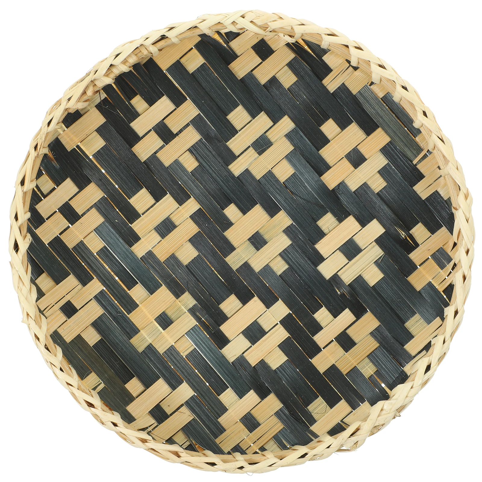 

Round Tray Woven Food Serving Plate Handmade Dessert Bread Basket Bamboo Storage Container Decorative Pastry Plate