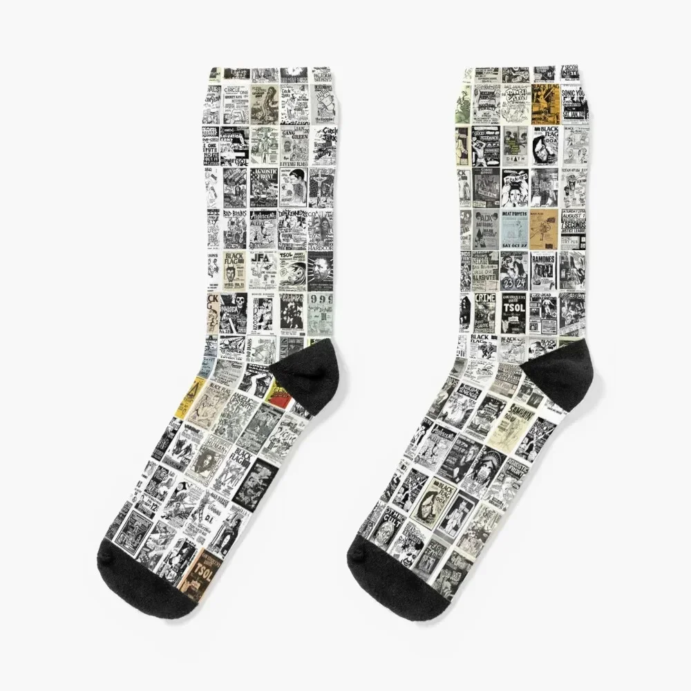 

Vintage Punk Rock Flyers Socks soccer anti-slip luxury with print anti slip football Men's Socks Women's