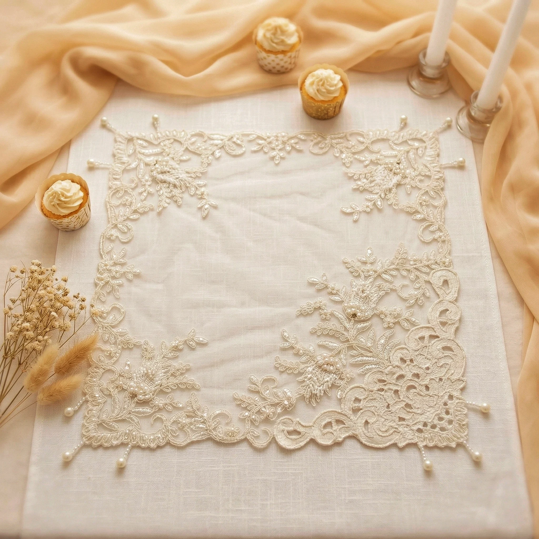 Placemat Set Of 2pcs Square Handmade Placemats Multi-Functional Dust Cover Elegant Tablecloth Fruit Plate Table Napkin Luxury - view 4